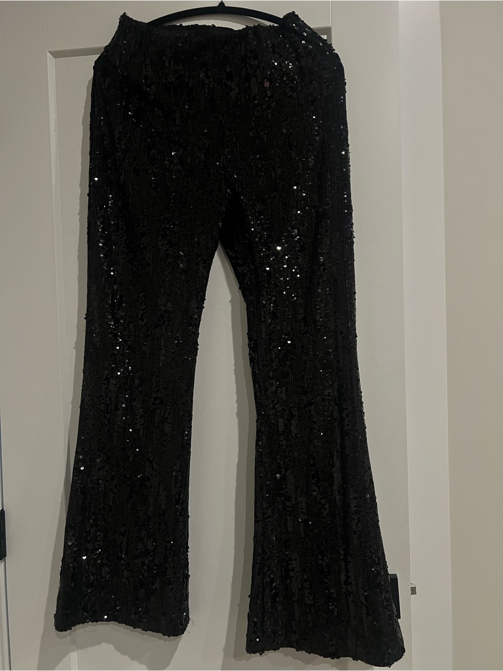 No Boundaries Black Sequin Wide-Leg Trousers